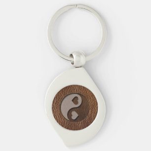 Leder-Blick Yin Yang Herz Schlüsselanhänger