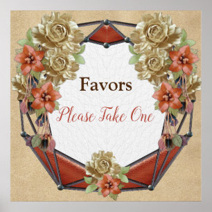 Leder-Blume auf Cream-Wildleder-Gastgeschenke Hoch Poster