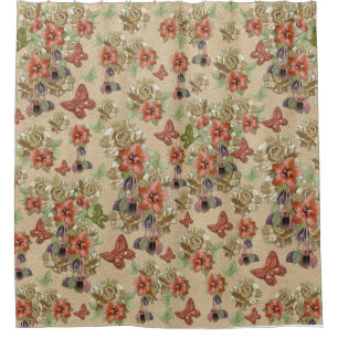 Leder-Blume und Wildlederkunst Duschvorhang