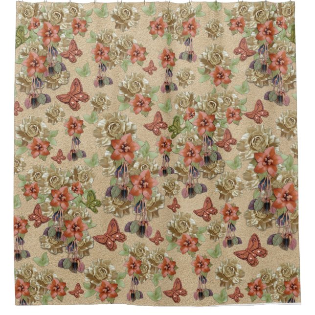 Leder-Blume und Wildlederkunst Duschvorhang (Vorderseite)