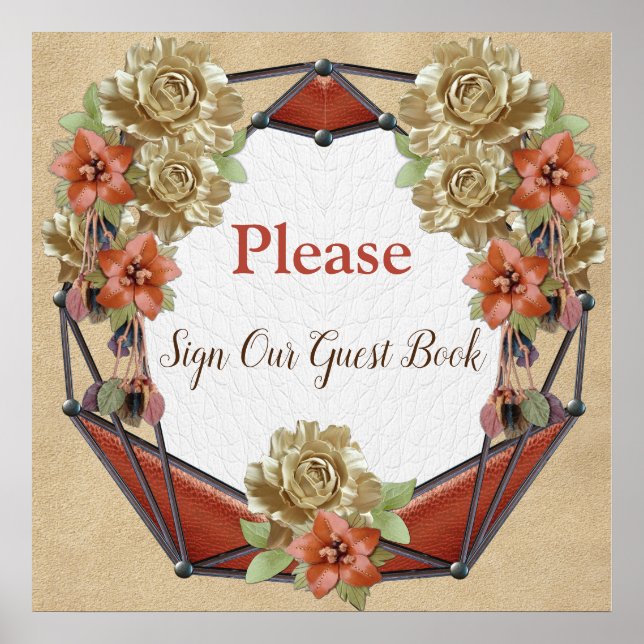 Leder-Blume zum Gästebuch von Cream Suede (Vorne)