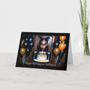 Leder Catwoman - Halloween Geburtstag Feiertagskarte