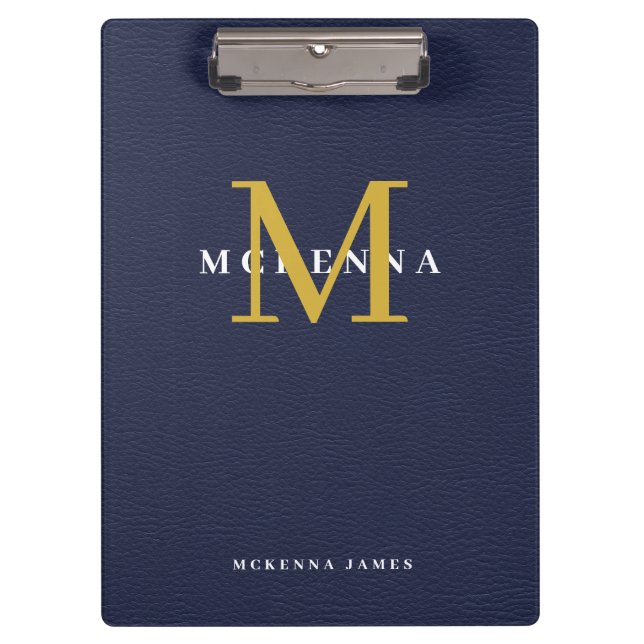 Leder für die Blaue Monogram Gold Erstplatine des  Klemmbrett (Vorderseite)