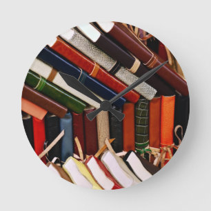 Leder-Gehende Zeitschriften Runde Wanduhr