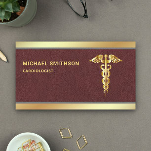 Leder Gold Caduceus Symbol Medizinischer Berufstät Visitenkarte