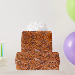 Leder im Western-Cowboy-Stil naturbelassen mit Wer Geschenkpapier