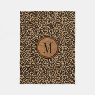 Leder Leopard Vintage Modern Boho Chic Monogramm Fleecedecke
