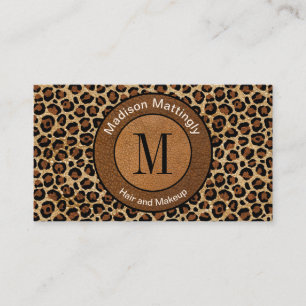 Leder Leopard Vintage Modern Boho Chic Monogramm Visitenkarte