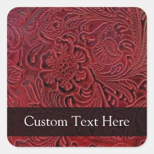 Leder-Look Blumenmuster Quadratischer Aufkleber