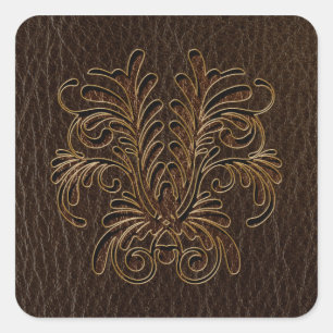 Leder-Look Bouquet 1 dunkel Quadratischer Aufkleber