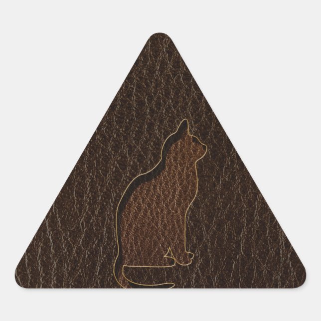 Leder-Look Cat Dark Dreieckiger Aufkleber (Vorderseite)