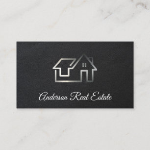 Leder   Minimalistisches Realtor-Logo Visitenkarte