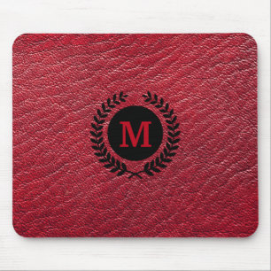 Leder mit Laurel Wreath Monogram Mousepad