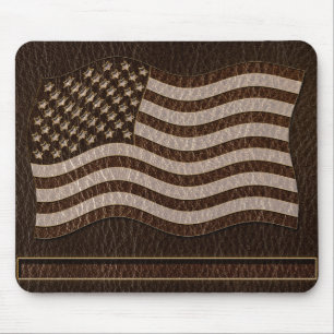 Leder-Optik USA-Flagge Dunkel Mousepad