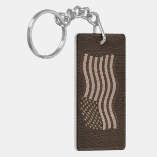Leder-Optik USA-Flagge dunkel Schlüsselanhänger
