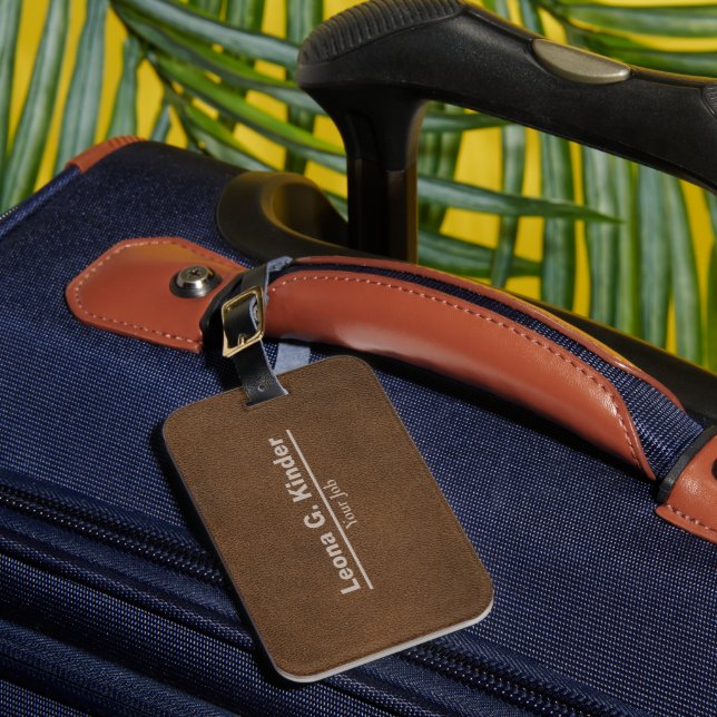 Leder | Personalisierter Name & Beruf Gepäckanhänger (Vorderseite Insitu 1)
