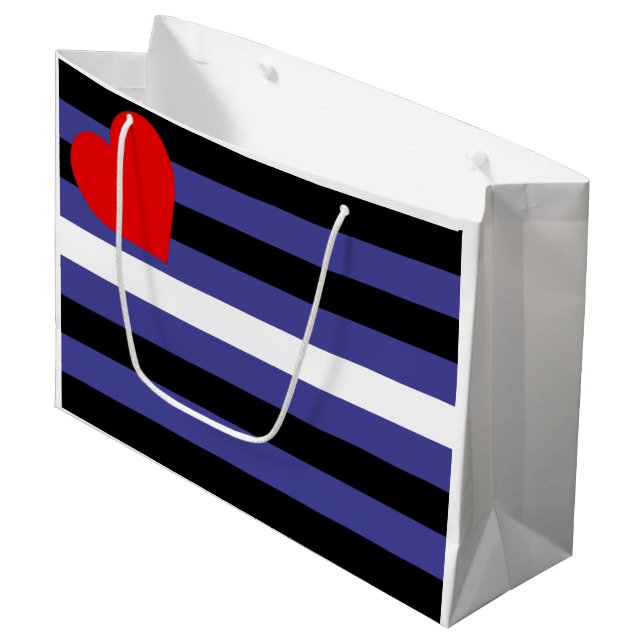 Leder-Pride-Flagge Große Geschenktüte (Vorderseite Schrägansicht)