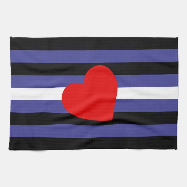 Leder-Pride-Flagge und Herz Geschirrtuch (Horizontal)