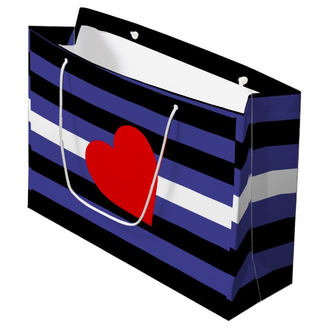 Leder-Pride-Flagge und Herz Große Geschenktüte (Vorderseite Schrägansicht)