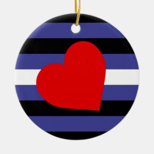 Leder-Pride-Flagge und Herz Keramik Ornament
