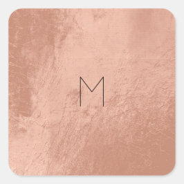 Leder-Rose Gold Blush Metal Minimale Monogramm Quadratischer Aufkleber