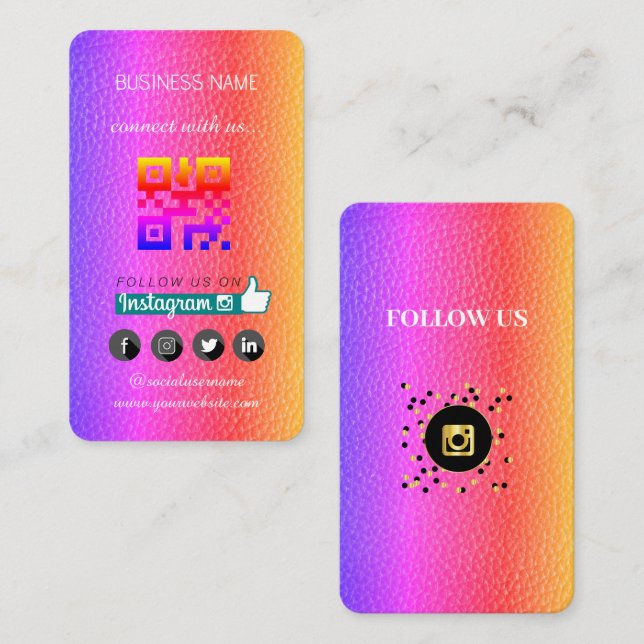 Leder — Social Media QR Code Visitenkarte (Vorne/Hinten)