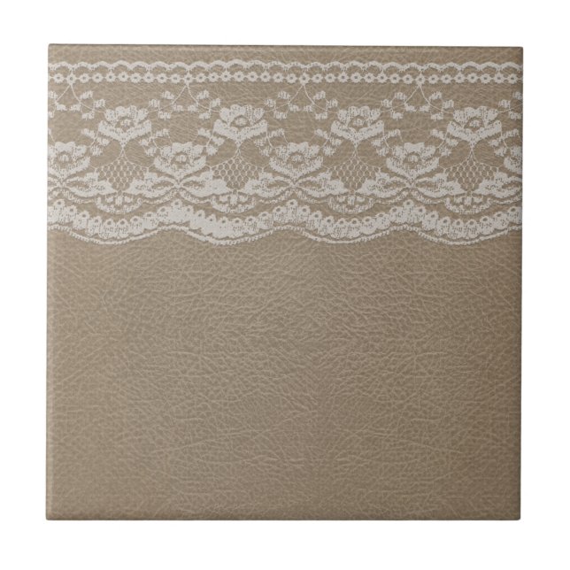 Leder-&-Spitze-Hochzeit Fliese (Vorderseite)