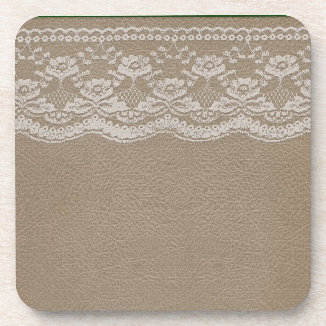 Leder-&-Spitze-Hochzeit Untersetzer (Vorderseite)