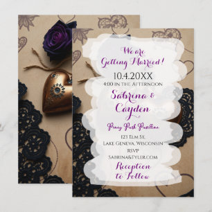 Leder, Spitzen und Rose Gothic Steampunk Wedding Einladung