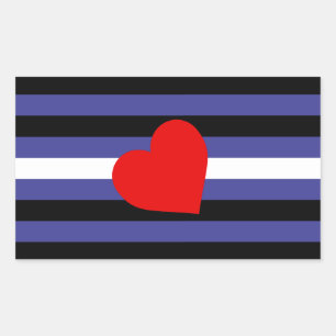 Leder-Stolzflagge und Herz Rechteckiger Aufkleber