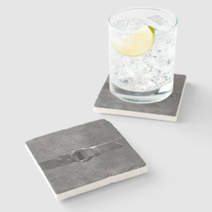 Leder und Gürtel Silver Gray Stone Untersetzer
