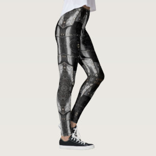 Leder Viking Armor Abstract Design, schwarz Leggings