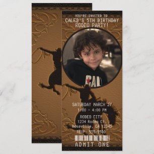 Leder Western Wild West Cowboy Geburtstagsfoto Einladung