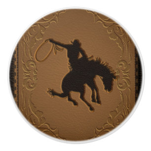 Leder Western Wild West Rustikal Country Cowboy Keramikknauf