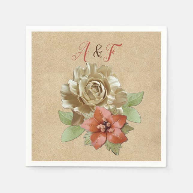 Leder & Wildleder Textur Art Napkins Serviette (Vorderseite)