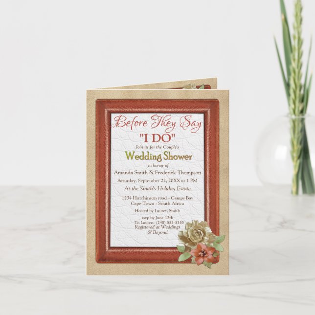 Leder & Wildleder Textur Kunstdusche Einladung (Vorderseite)