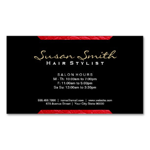 Lederakzent (rot)   Chic, Magnetische Visitenkarte