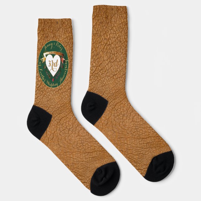 Lederbild zum 3. Geburtstag Socken (Rechts)