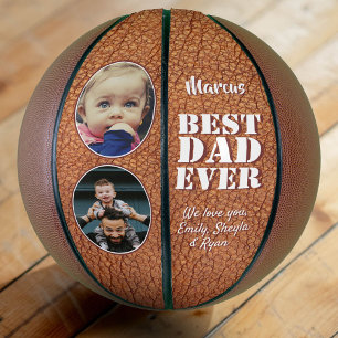 Lederdruck Best Dad Ever 2 Foto-Collage Basketball