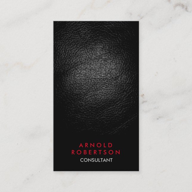 Ledereffekt Black Red Consultant Business Card Visitenkarte (Vorderseite)