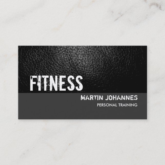 Ledereffekt Gray Personal Trainer Business Card Visitenkarte (Vorderseite)