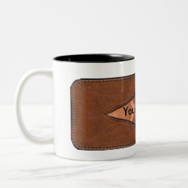 Lederetikett-Tasse und Mit Monogramm Elemente Zweifarbige Tasse