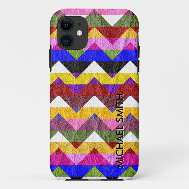 Lederfarben Zickzack Streifen #2 Case-Mate iPhone Hülle (Rückseite)