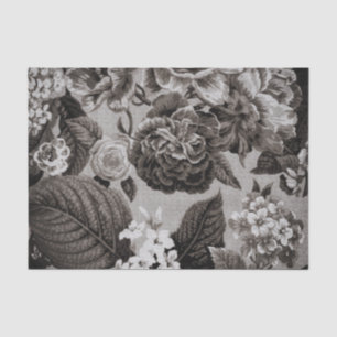 Lederfarbener grauer Taupe Vintages BlumenToile Seidenpapier