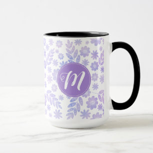 Lederhandgezogenes Blumenmuster und Monogramm Tasse