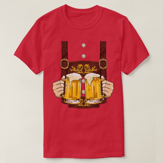 Lederhosen Costume Oktoberfest Männer Prost Beer T T-Shirt (Design vorne)