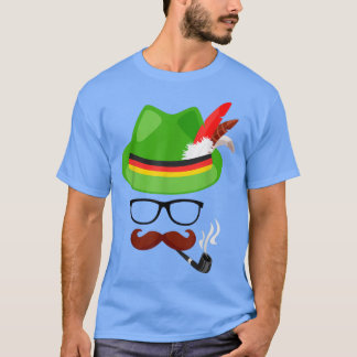 Lederhosen Oktoberfest German Face Glasses Hallowe T-Shirt