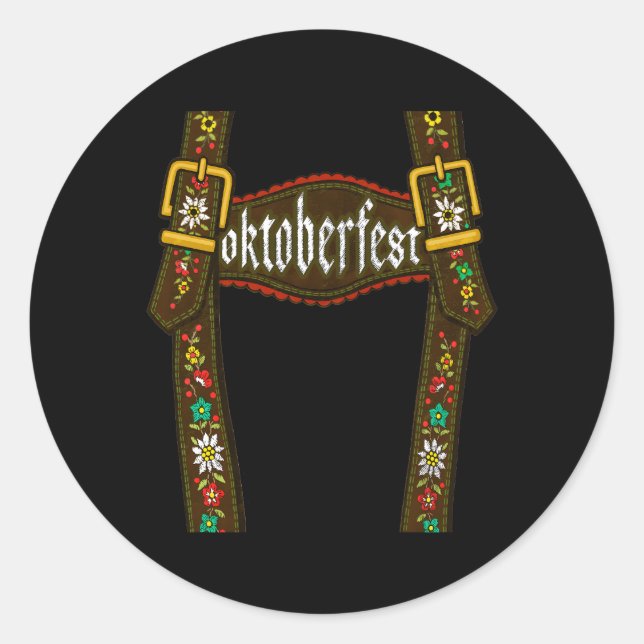 Lederhosen Suspenders Oktoberfest München Runder Aufkleber (Vorderseite)