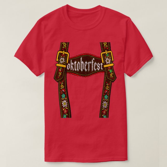 Lederhosen Suspenders Oktoberfest München T-Shirt (Design vorne)