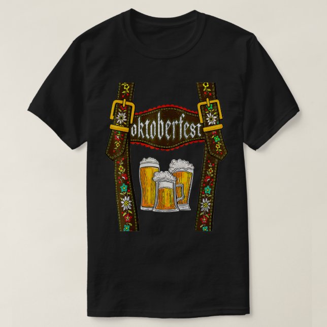 Lederhosen Suspenders Oktoberfest München T-Shirt (Design vorne)